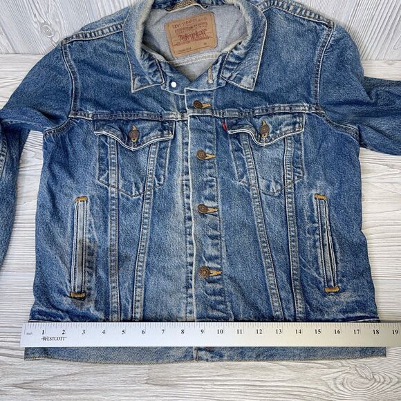 Levi's Denim Trucker Jacket Men's 38 Vintage 70506-0216 Distressed Faded Stained - Picture 11 of 15